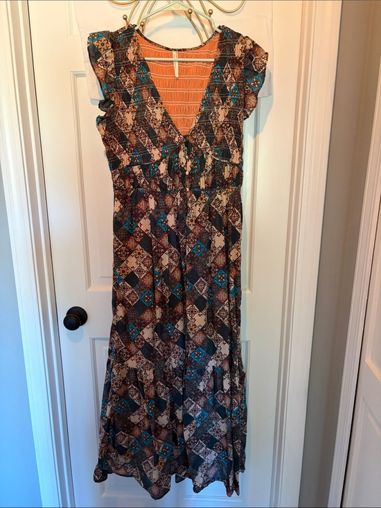 Anthropologie Dresses & Skirts - Anthropologie Patchwork Maxi Dress in Brown, Teal, and Cream